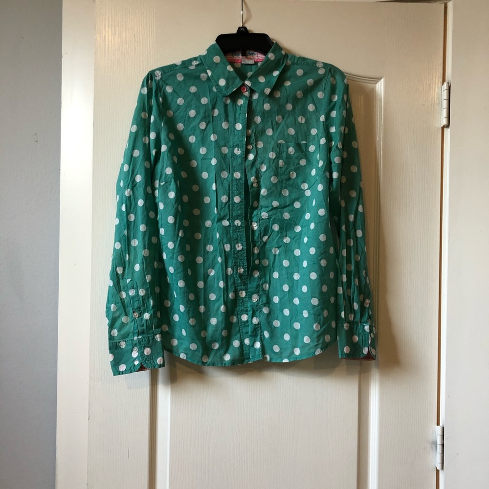 Turquoise Long Sleeve Collared Top